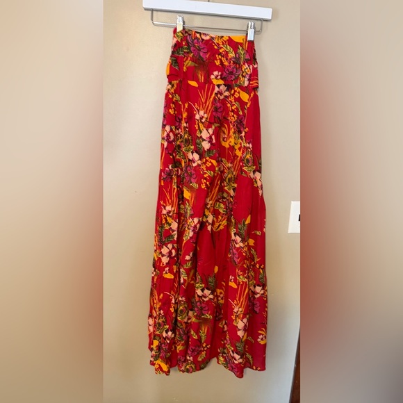 Free People Vibrant Red Aloha Floral Wide Leg Pants - Picture 4 of 8